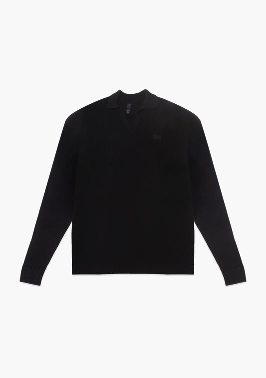 Across The Lines Black Knitted Polo