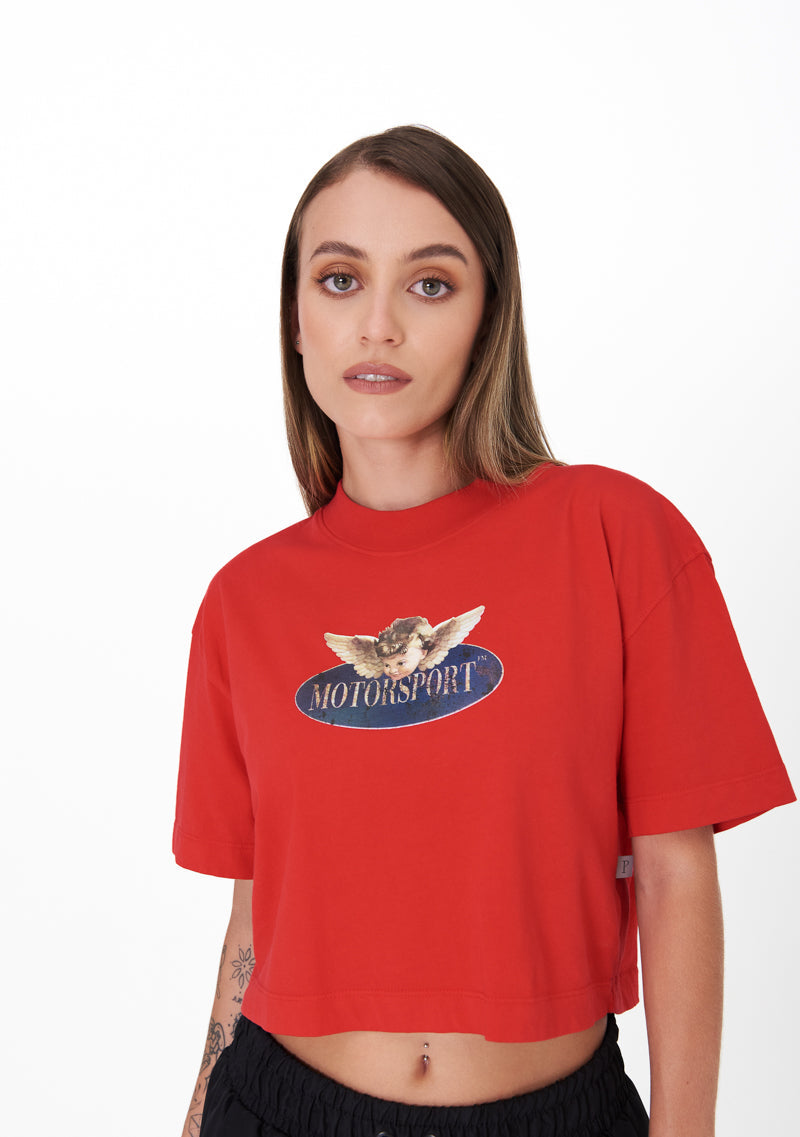 Motorsport red crop top