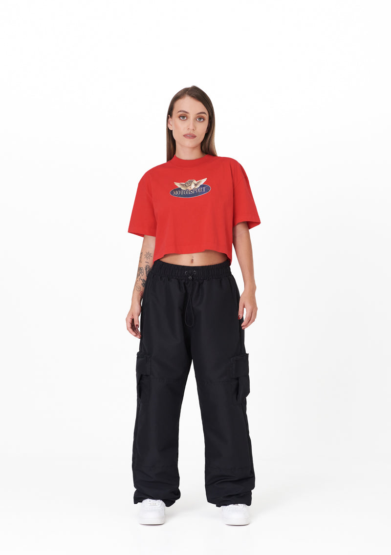 Motorsport red crop top