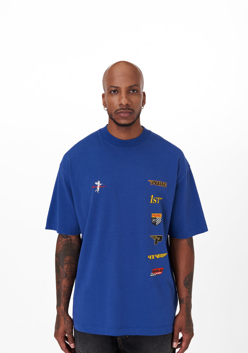 Motorsport blue patches t-shirt