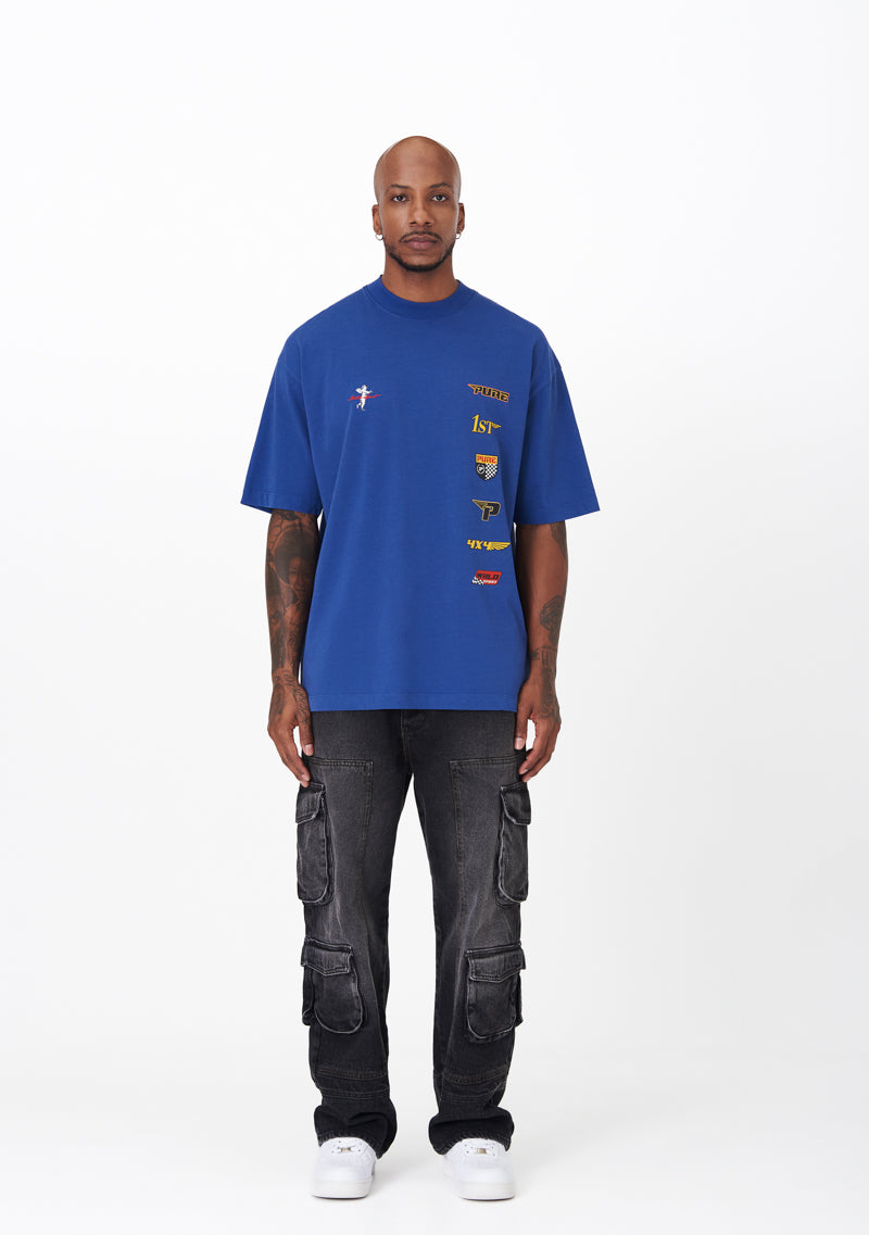 Motorsport blue patches t-shirt