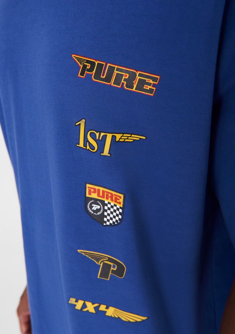 Motorsport blue patches t-shirt