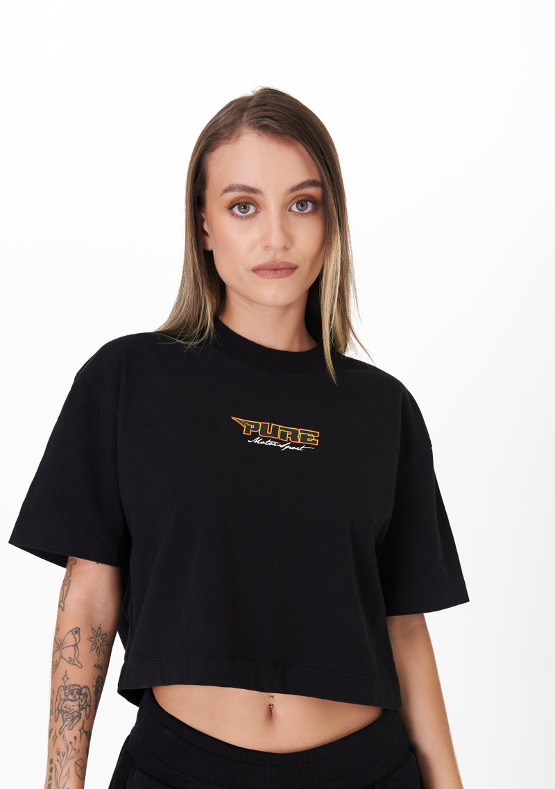 Motorsport black crop top