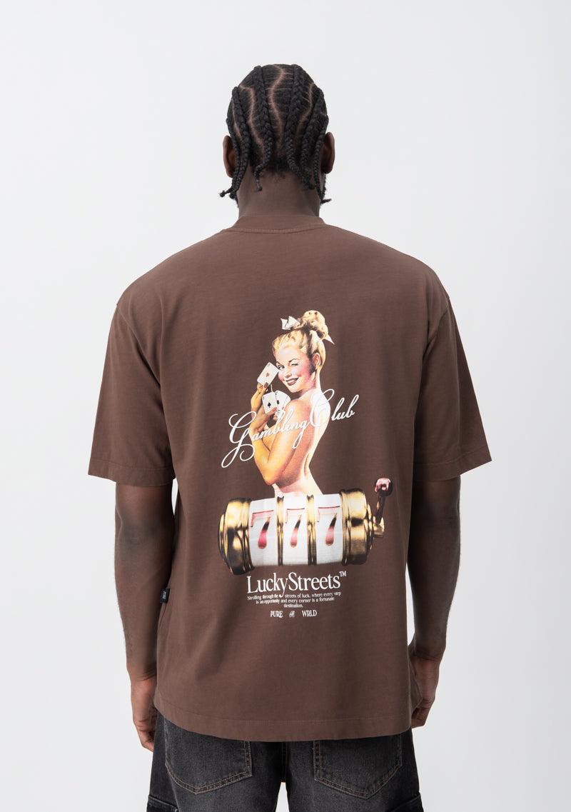 Lucky streets brown Pin up t-shirt