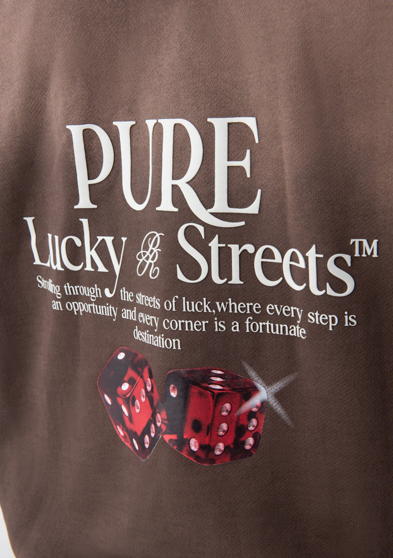 Lucky streets brown washed hoodie