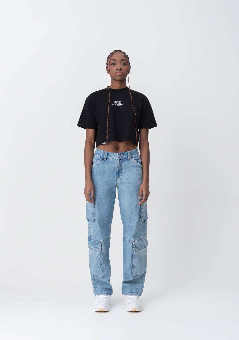 Lucky streets black crop top