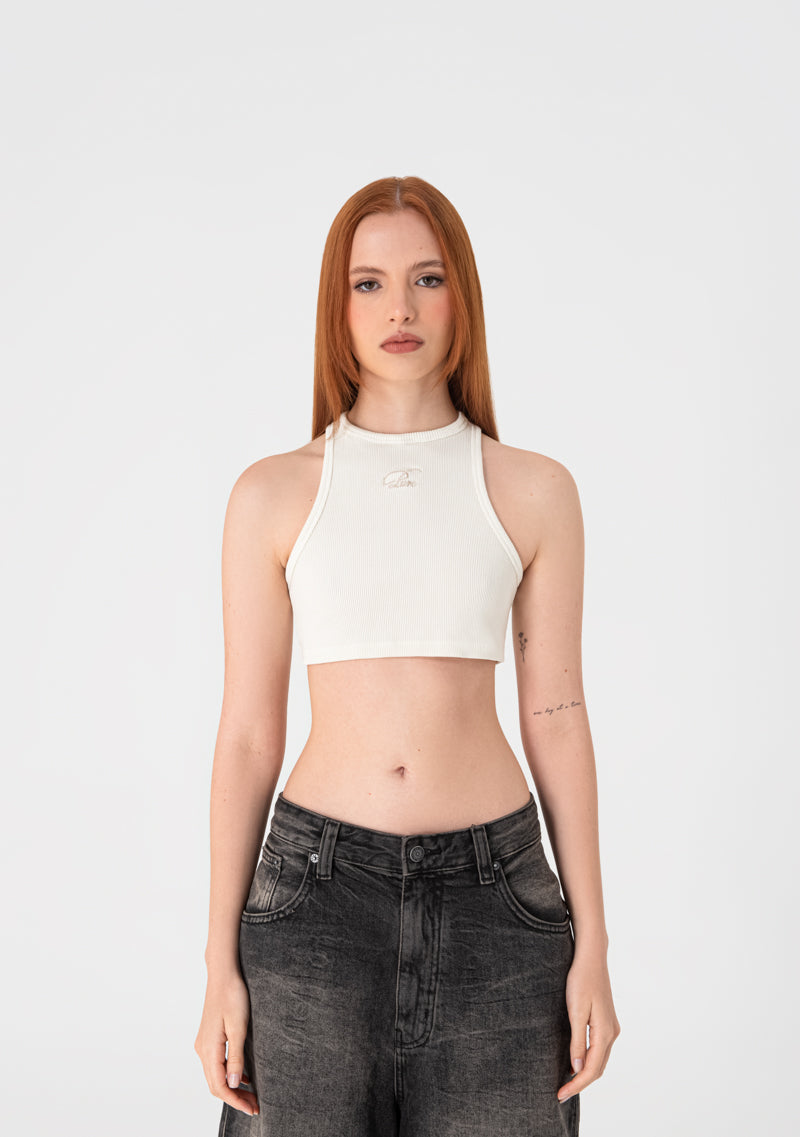 Heraldic cream crop top