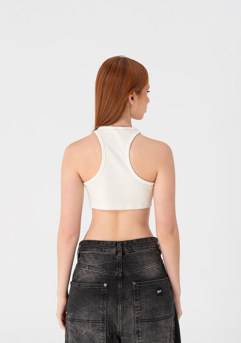 Heraldic cream crop top