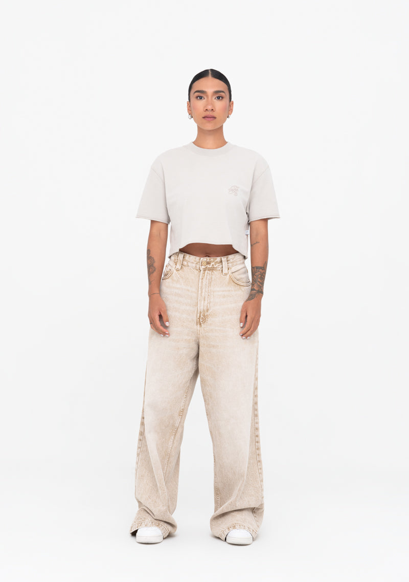 Áurea taupe crop top