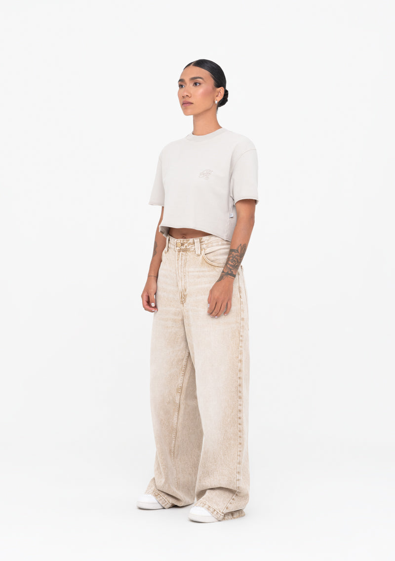 Áurea taupe crop top