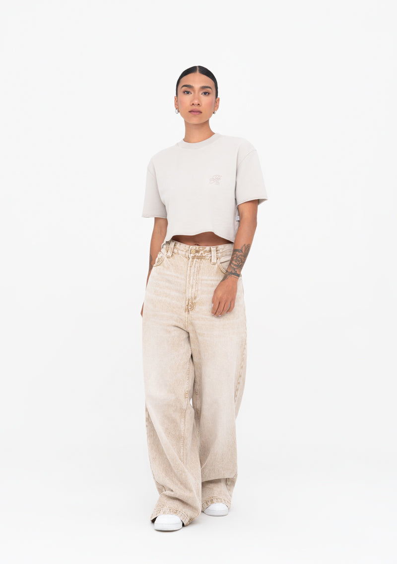 Áurea taupe crop top