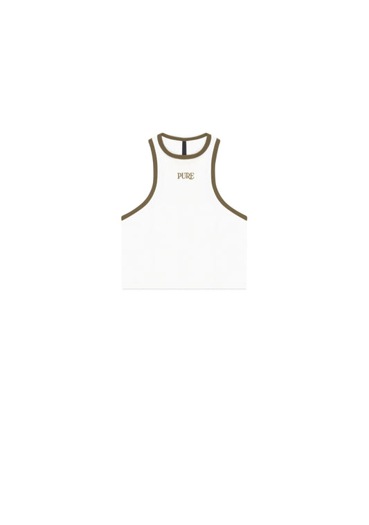 Atelier Cream-Brown Crop Top