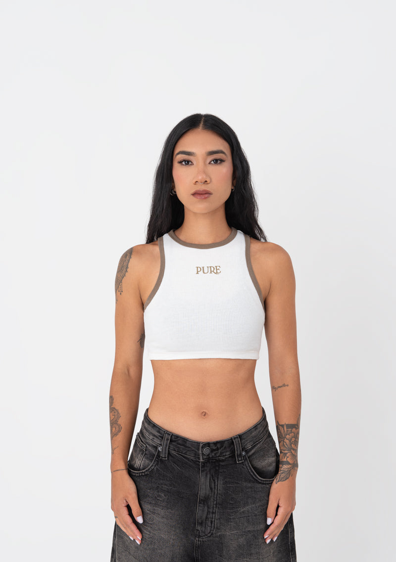 Atelier Cream - Brown Crop top