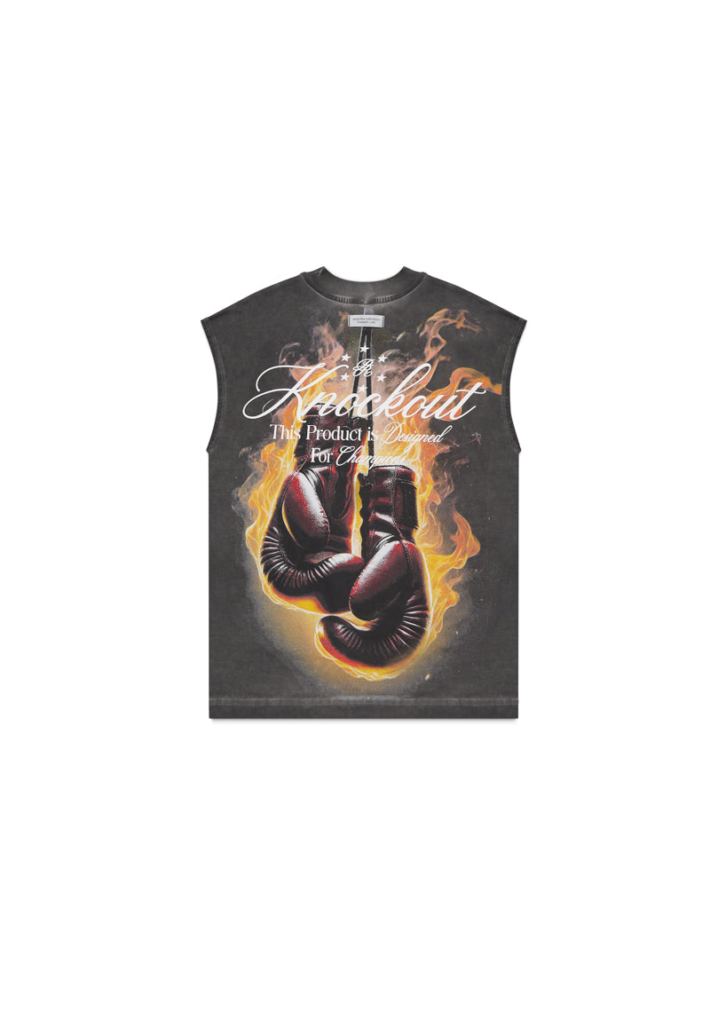 Knockout black gloves tank top