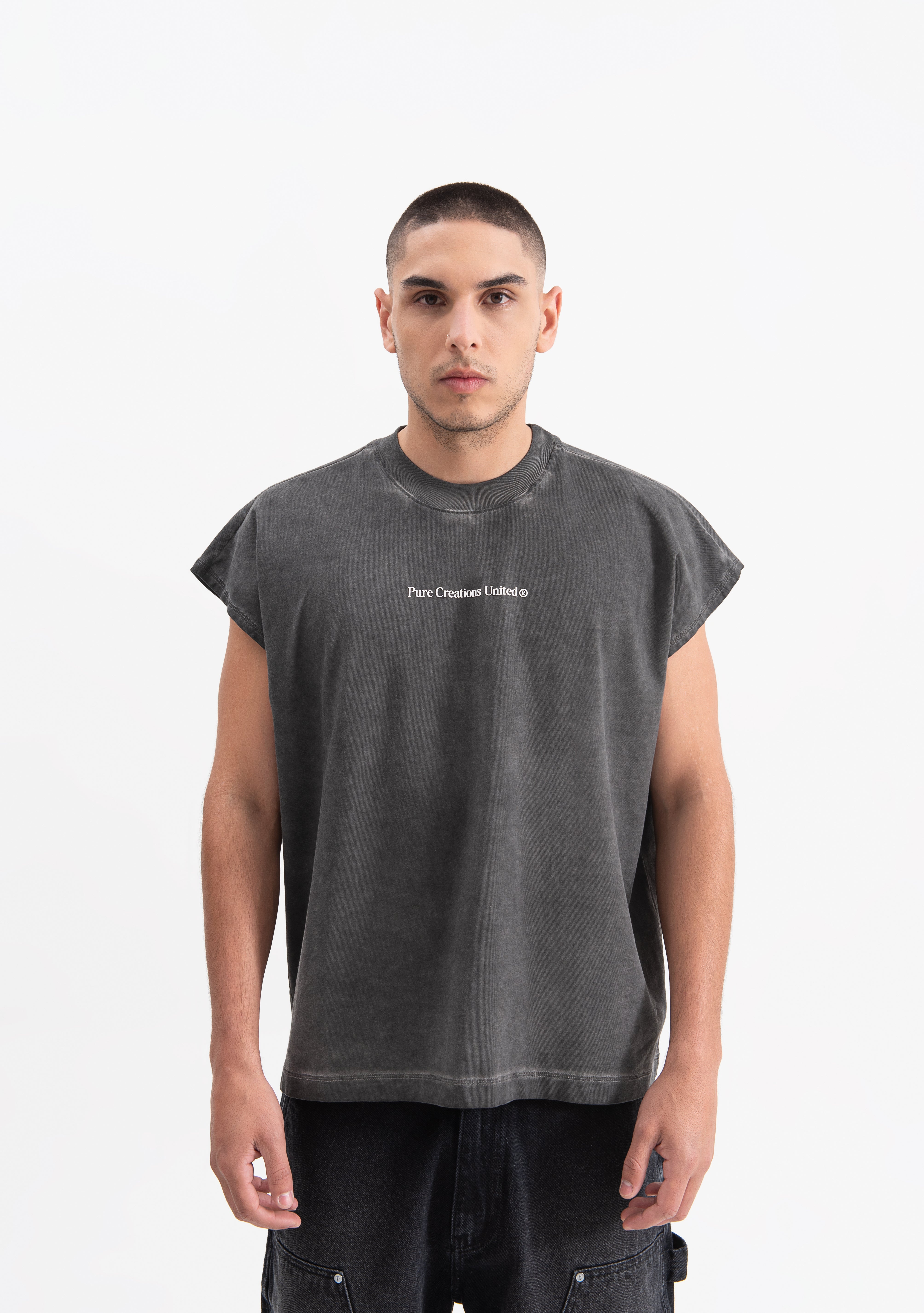 Knockout black gloves tank top