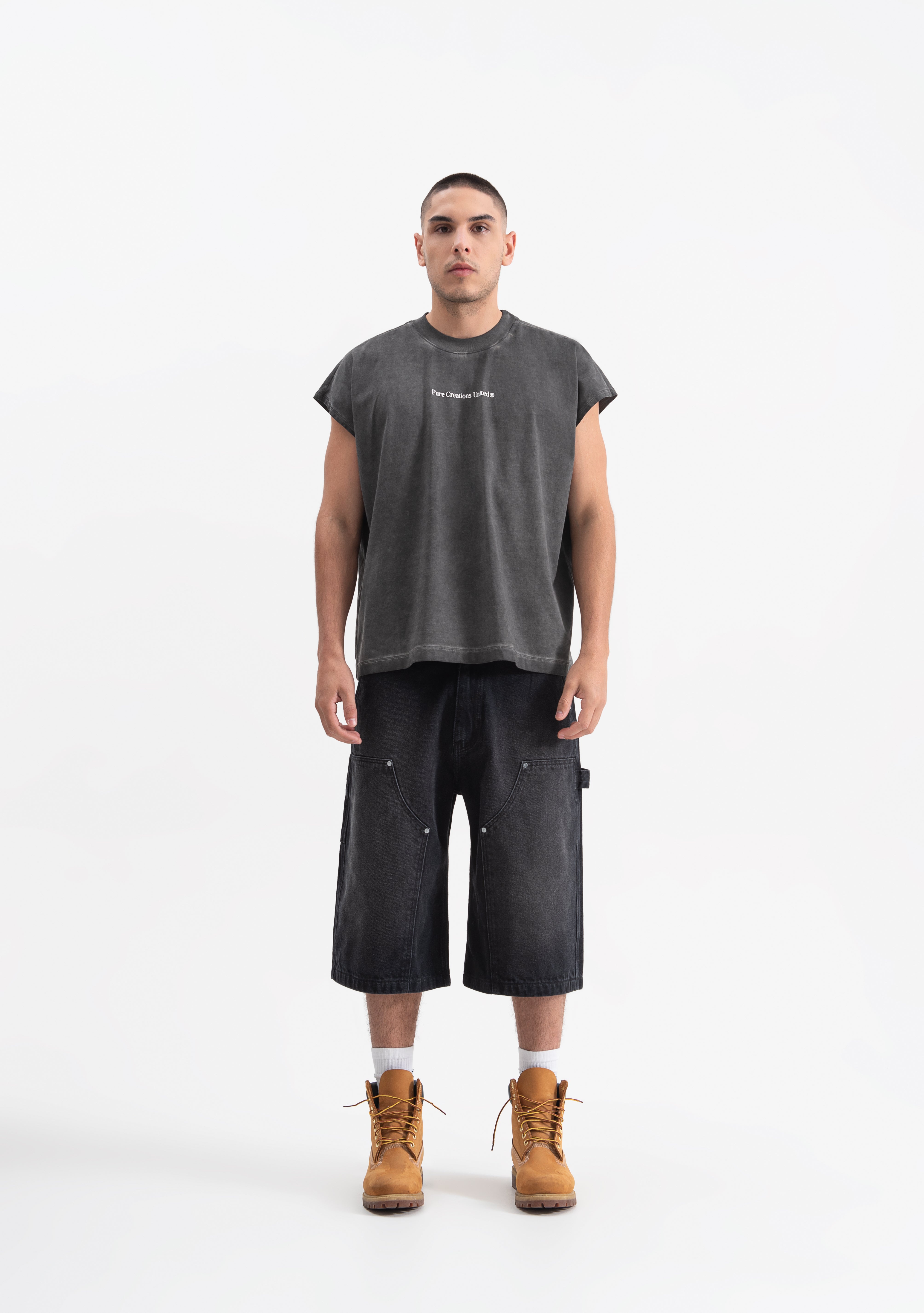 Knockout black gloves tank top