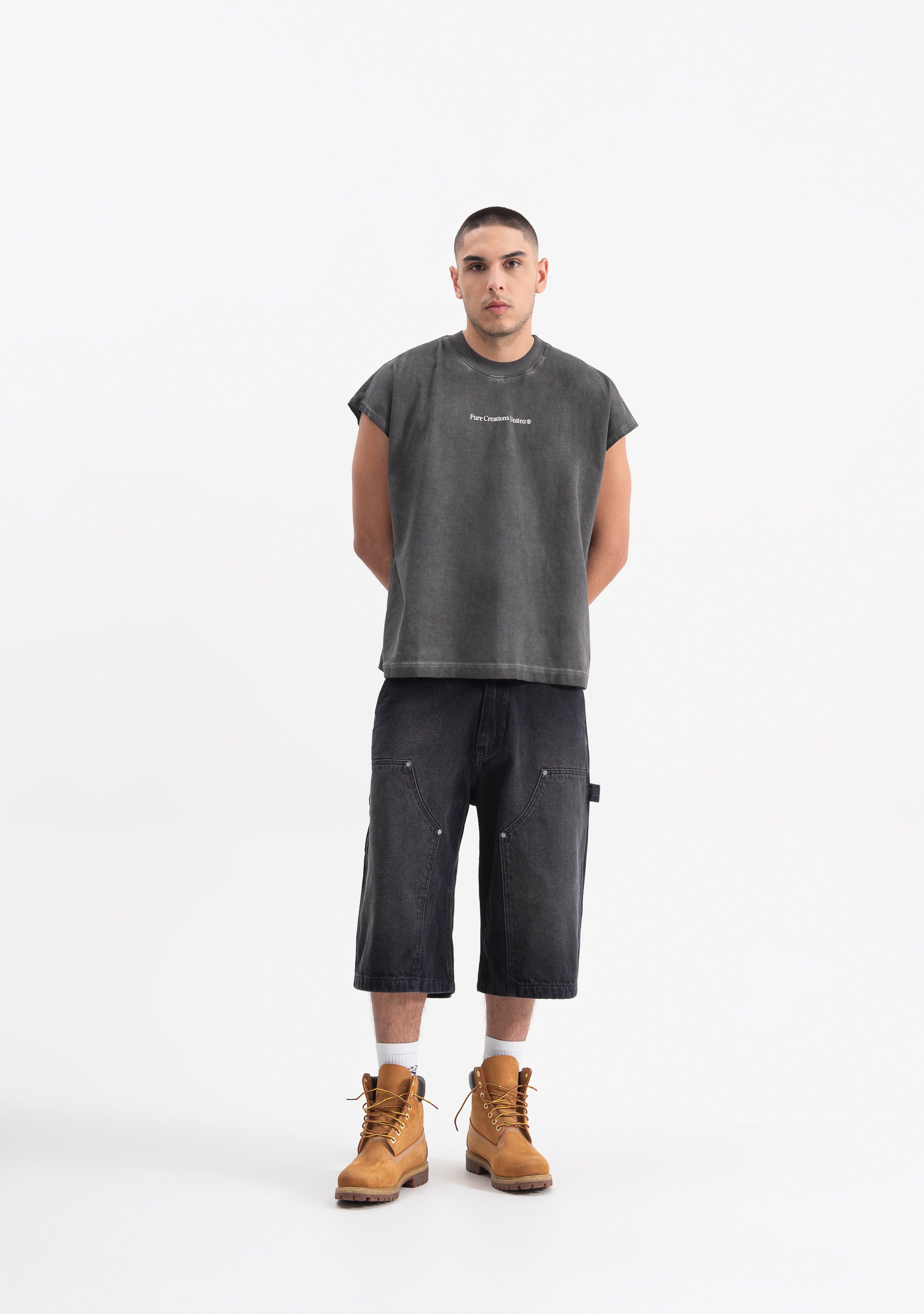 Knockout black gloves tank top