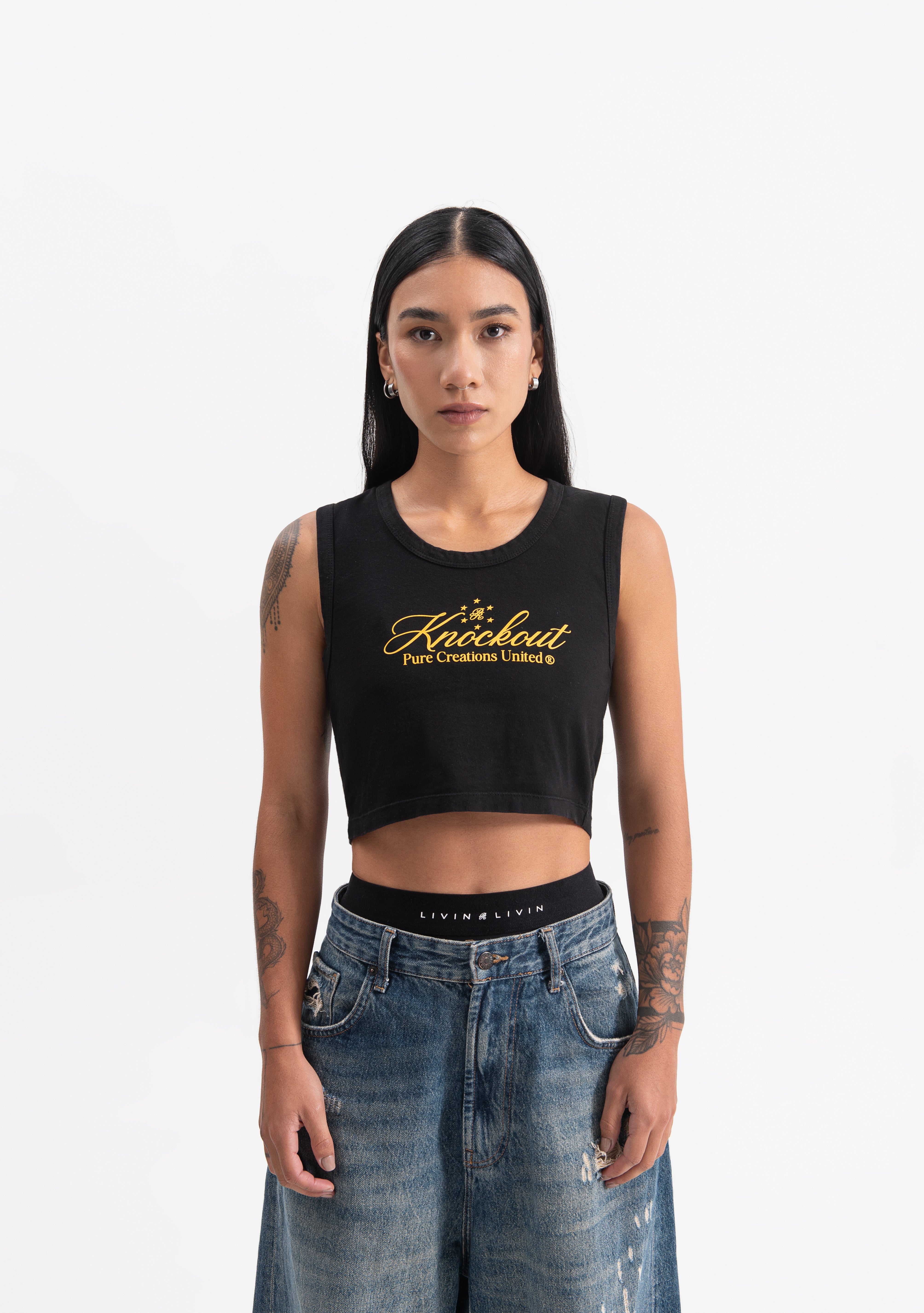knockout black crop top