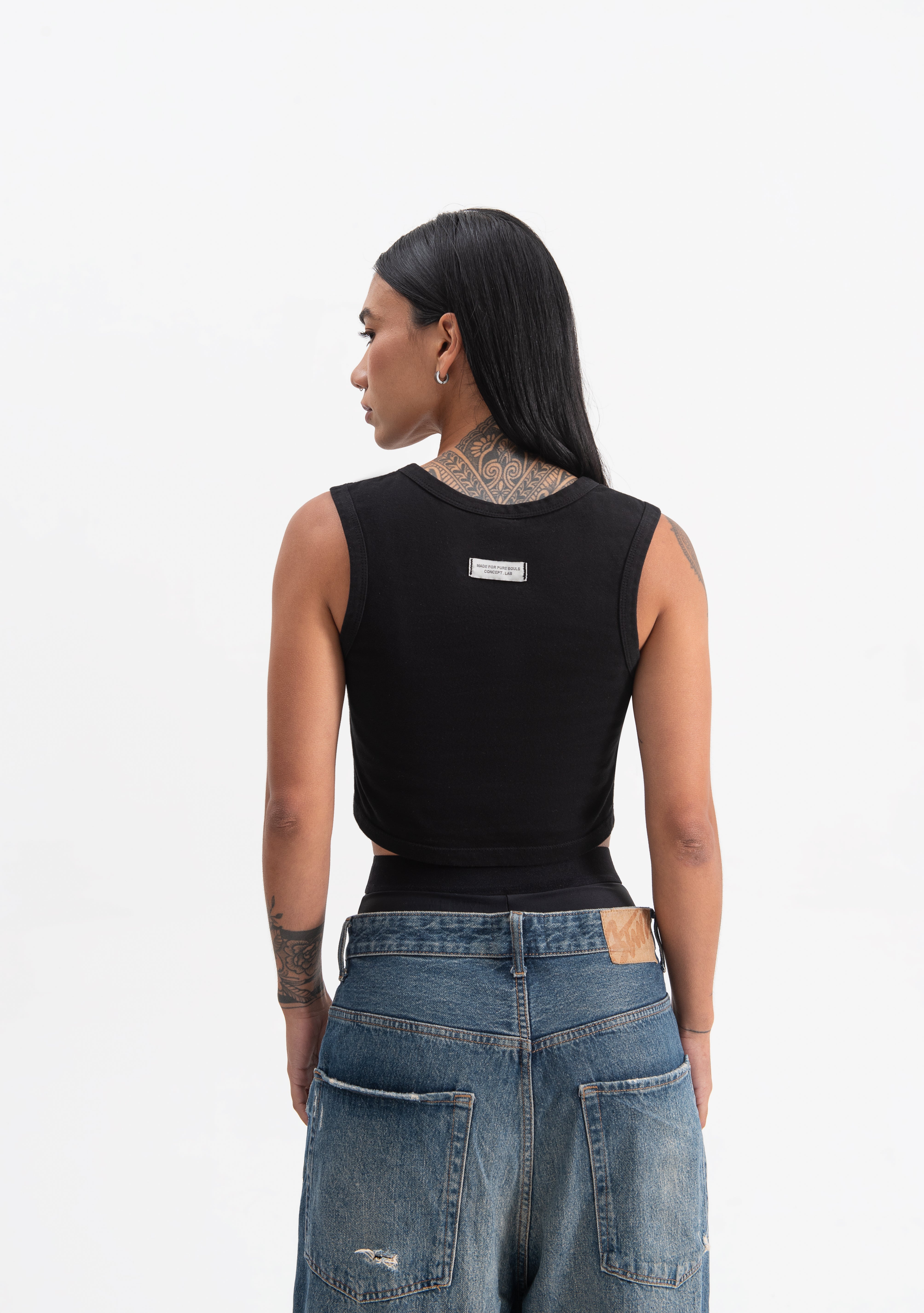knockout black crop top