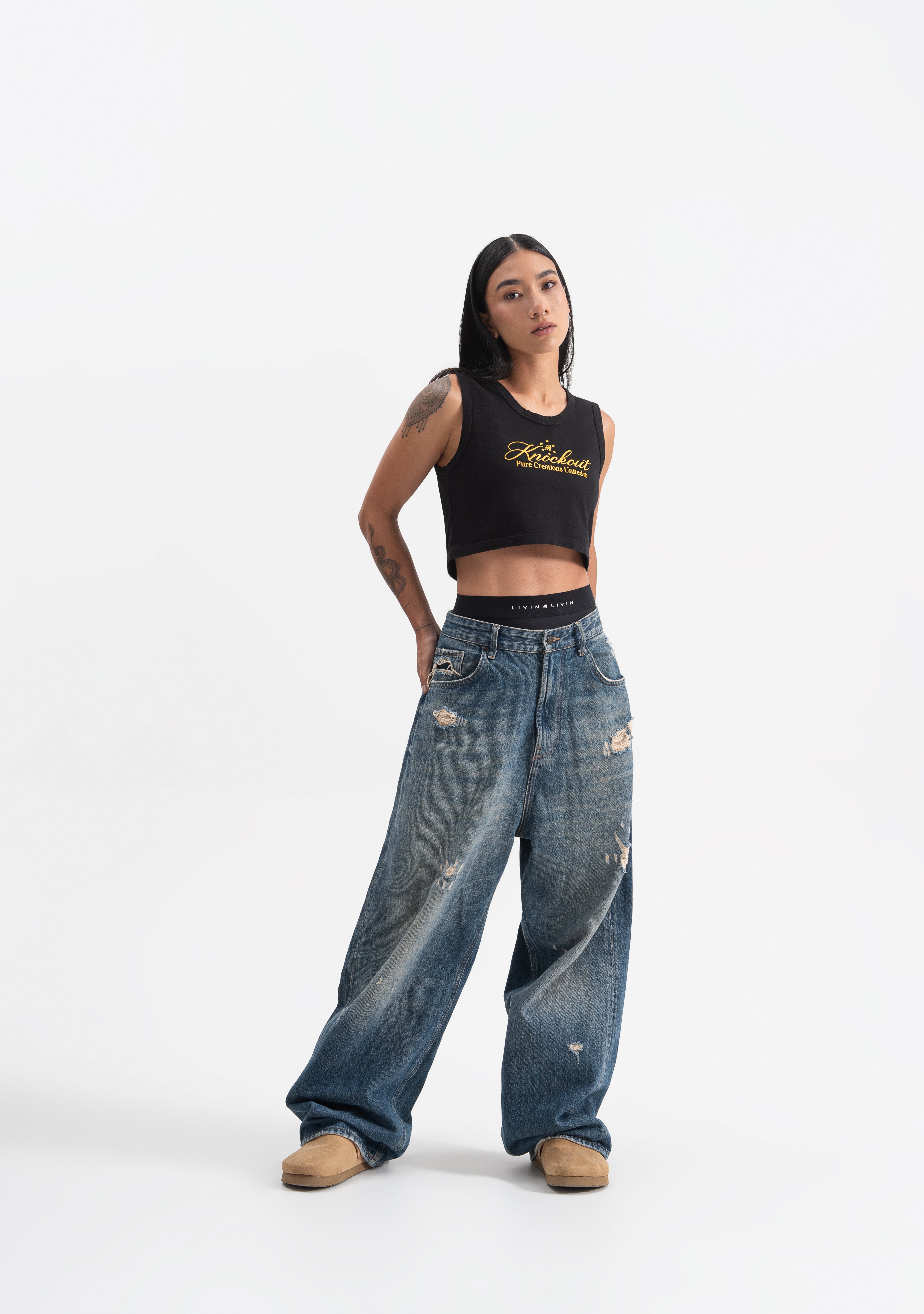 knockout black crop top