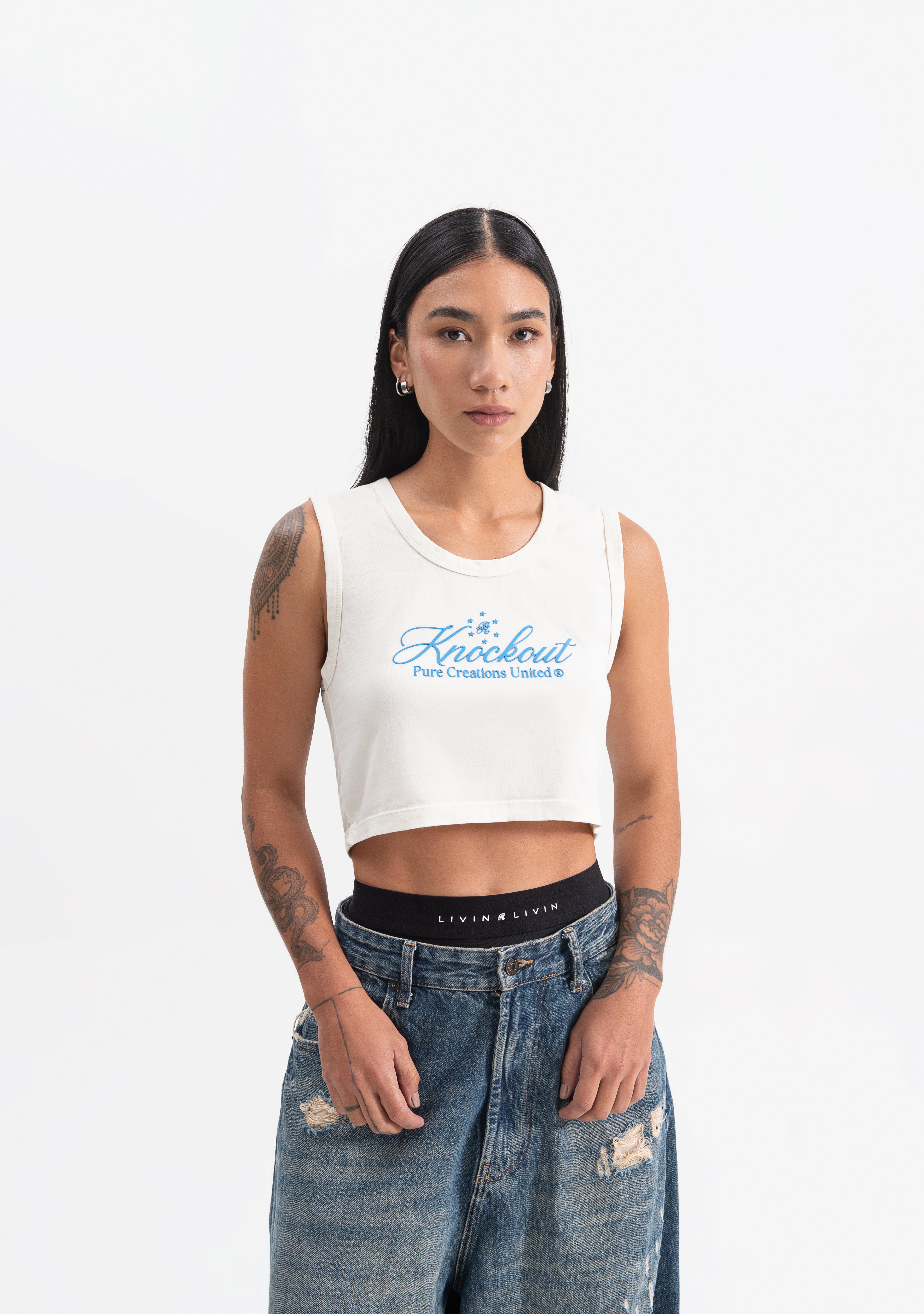 knockout white crop top