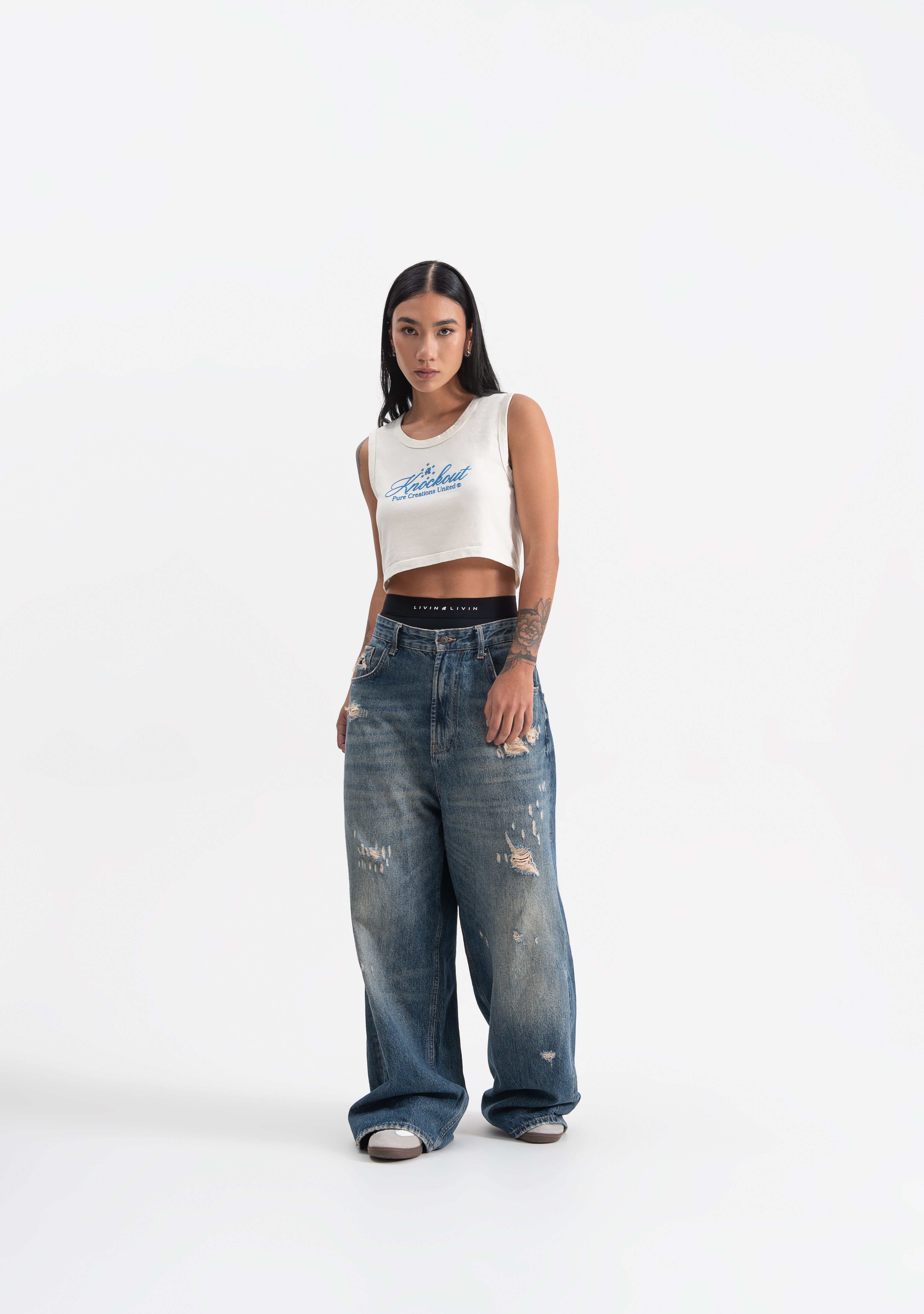 knockout white crop top