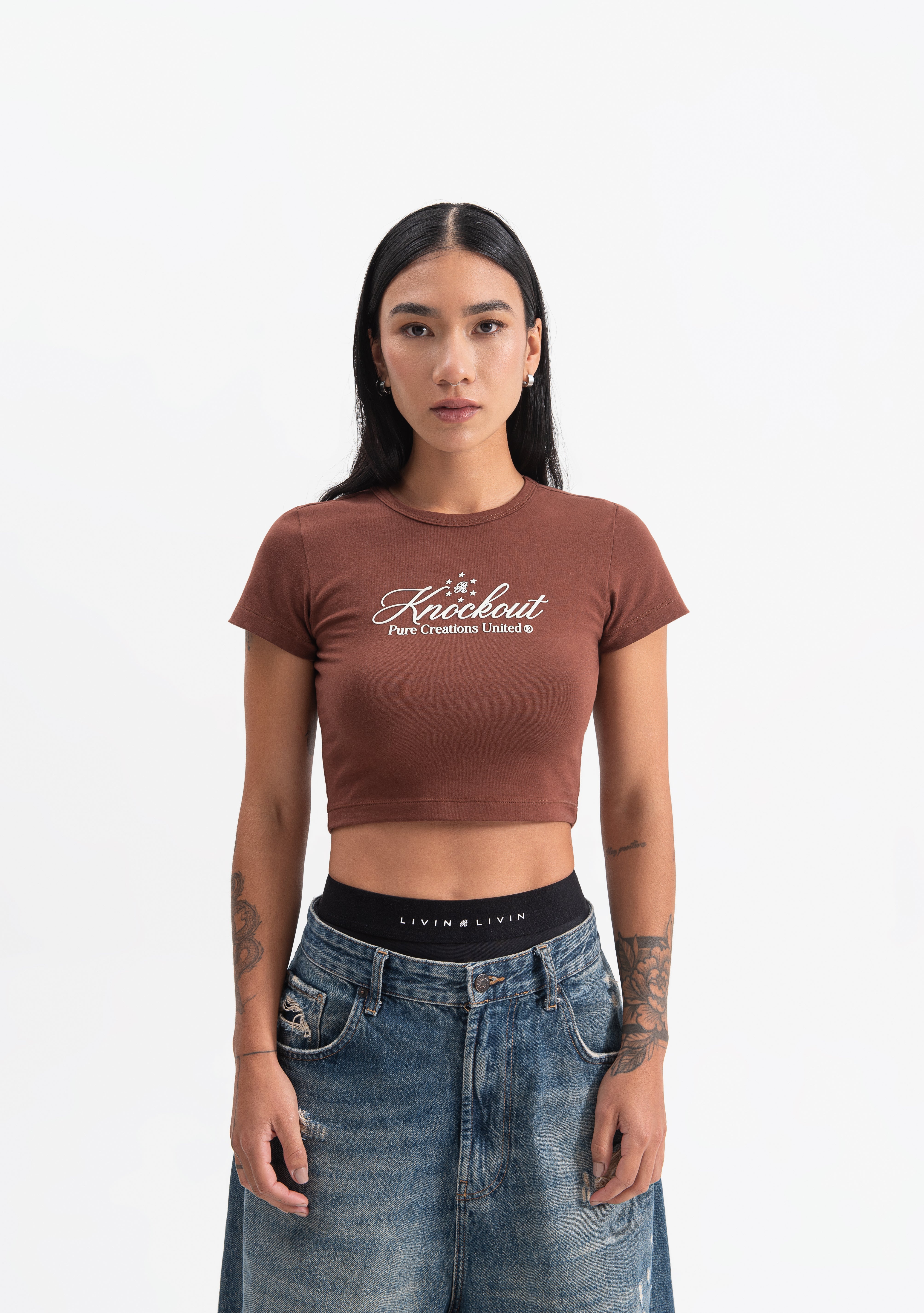 Knockout brown baby tee