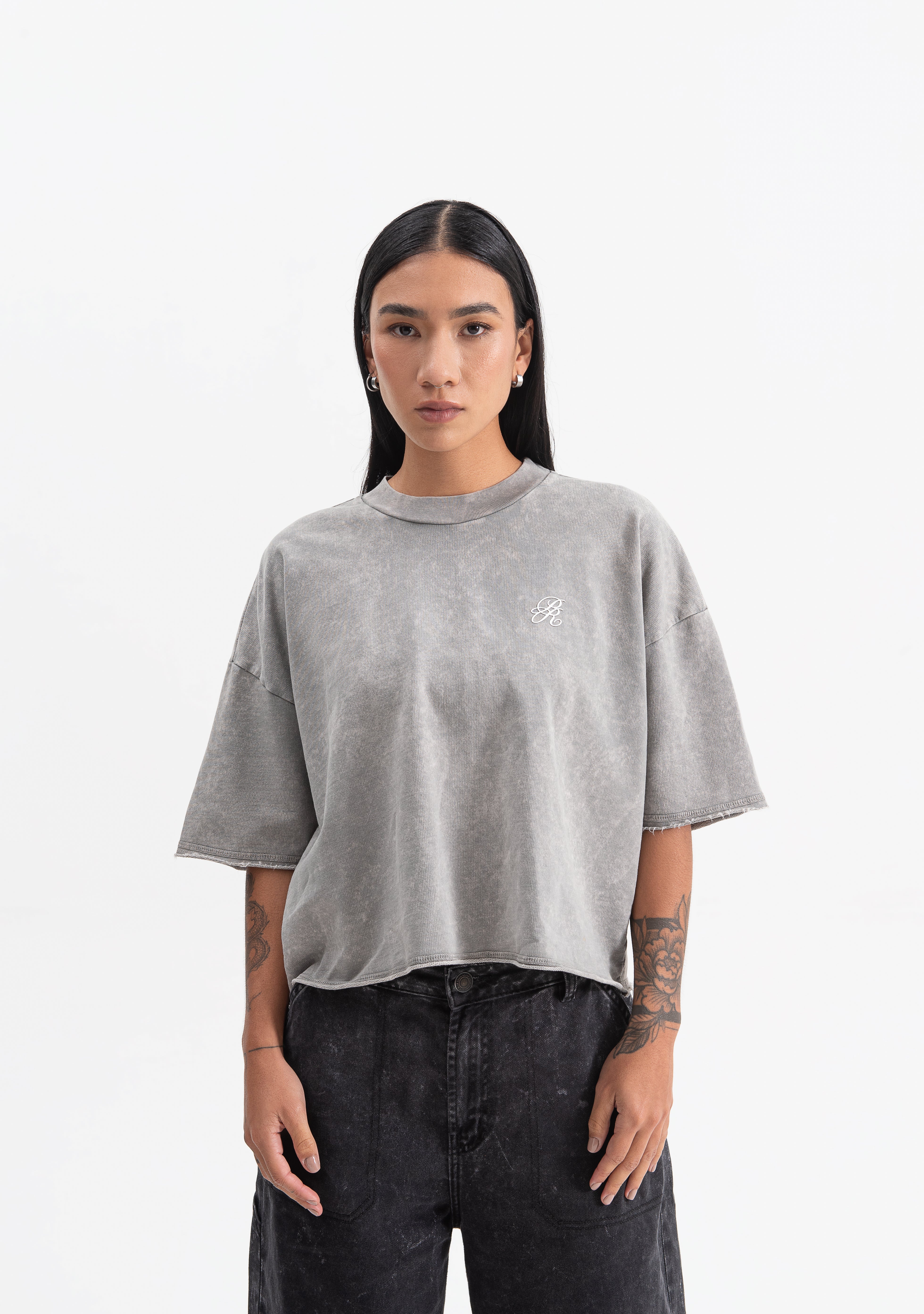 Knockout grey crop top