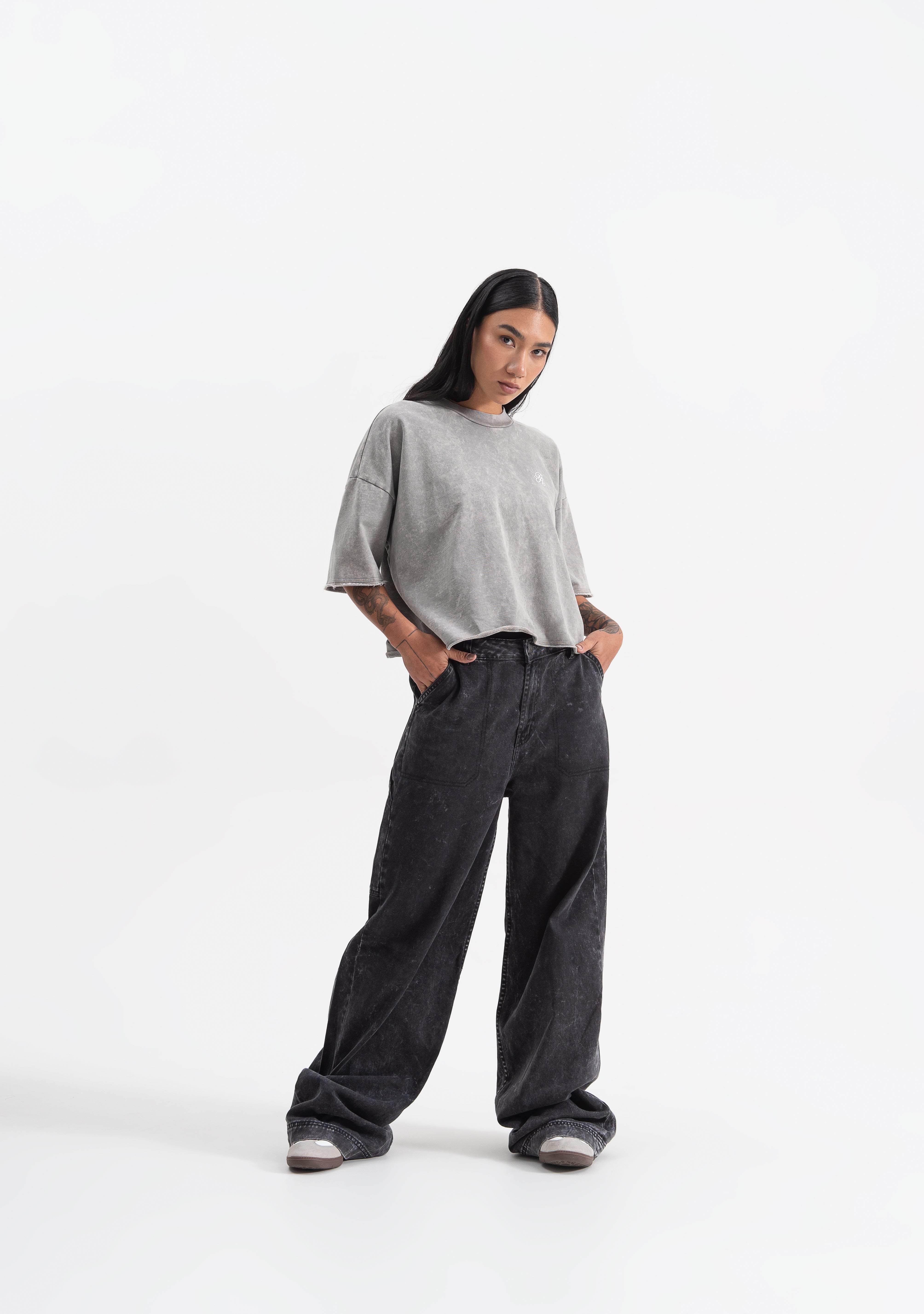 Knockout grey crop top