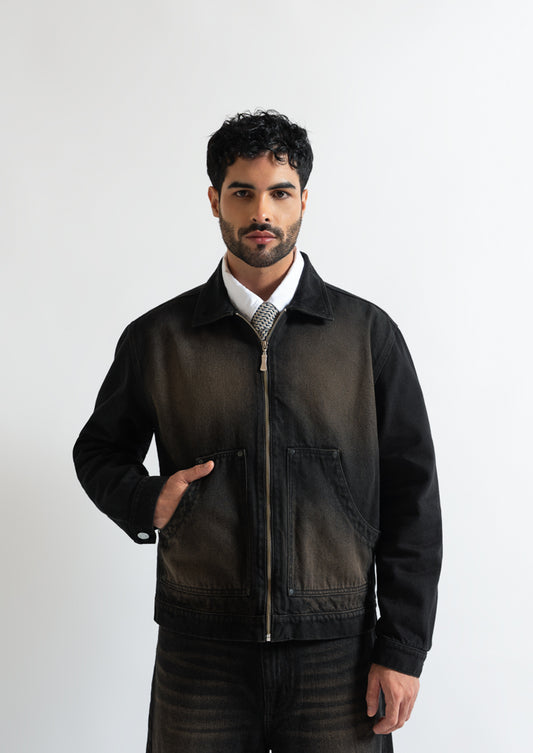 Monclair Washed Black Brown Jacket