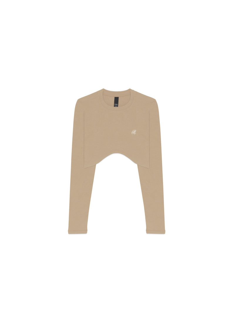 Dopamine brown Long sleeve crop top