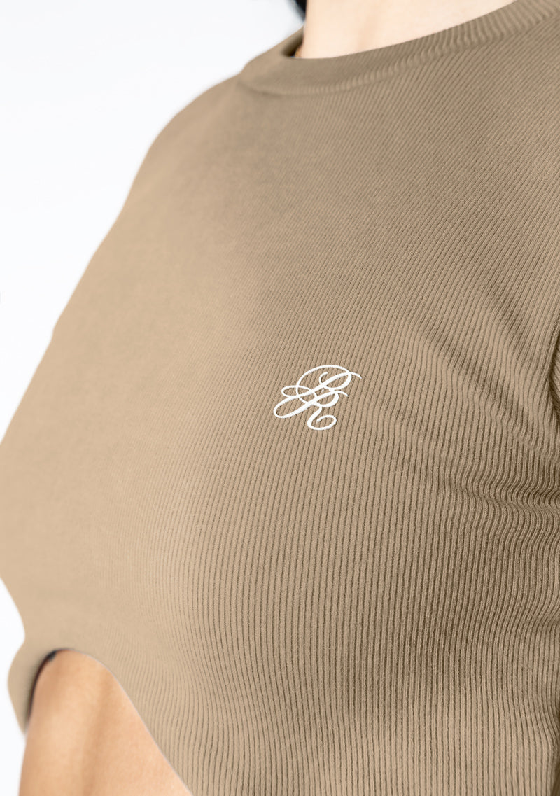 Dopamine brown Long sleeve crop top