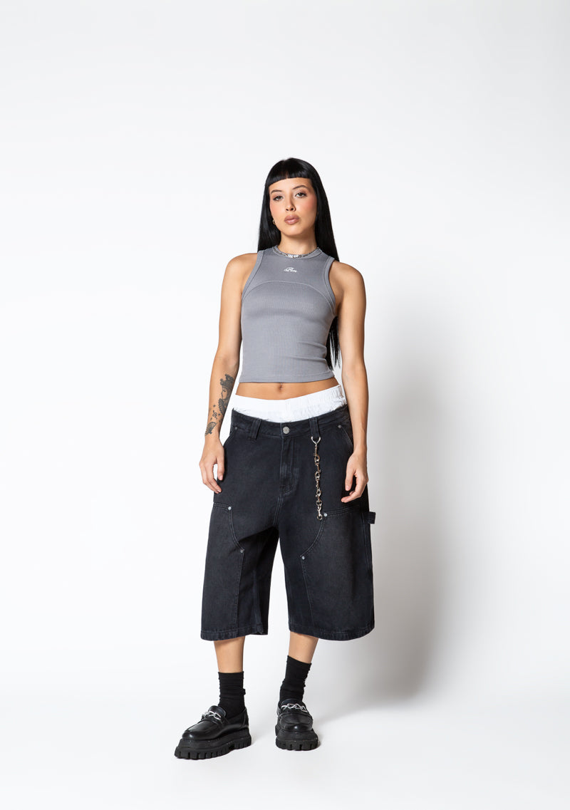 Dopamine grey rib tank top