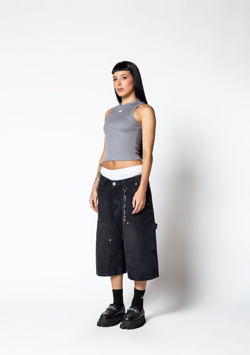 Dopamine grey rib tank top
