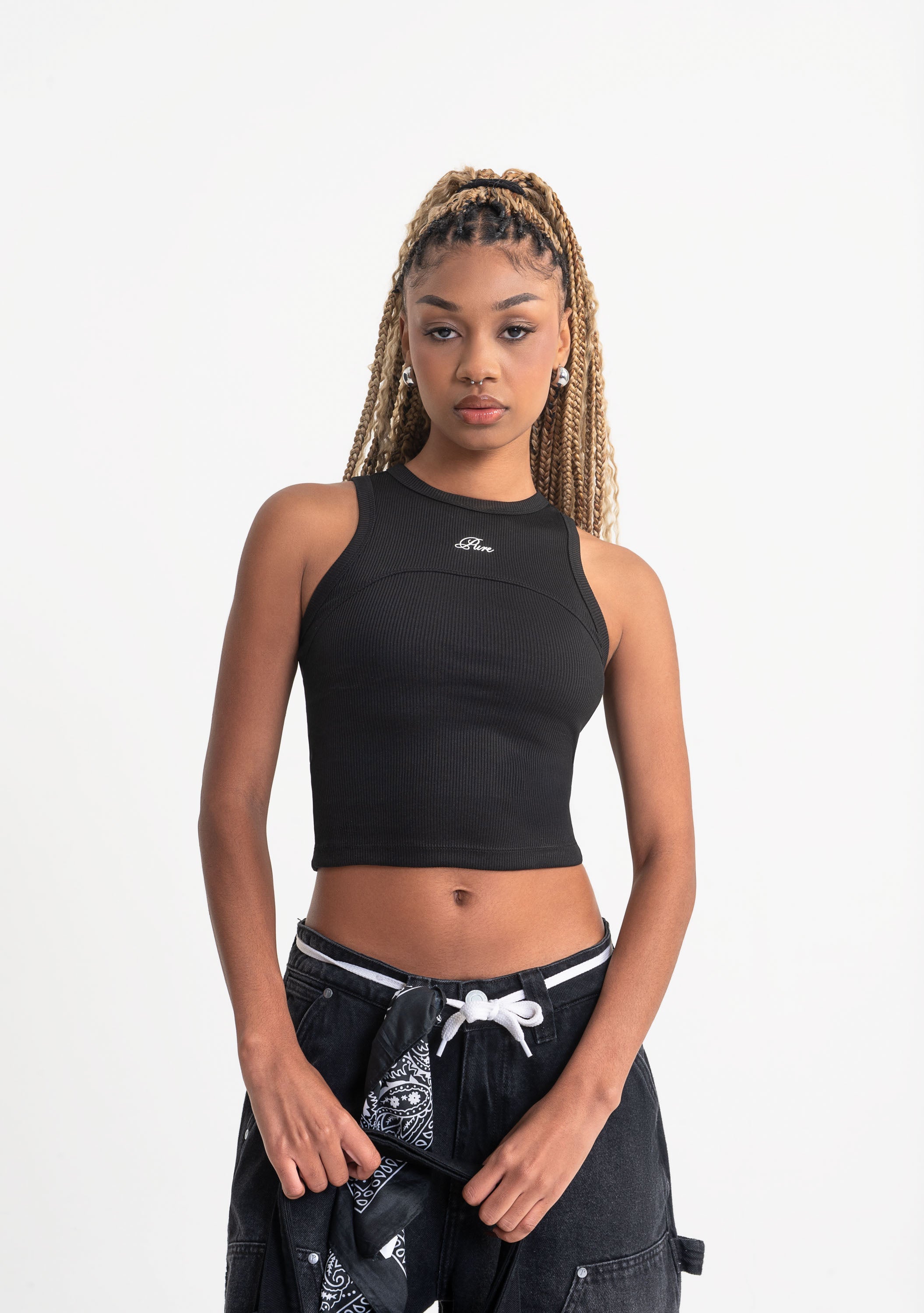 Rustic black tank top