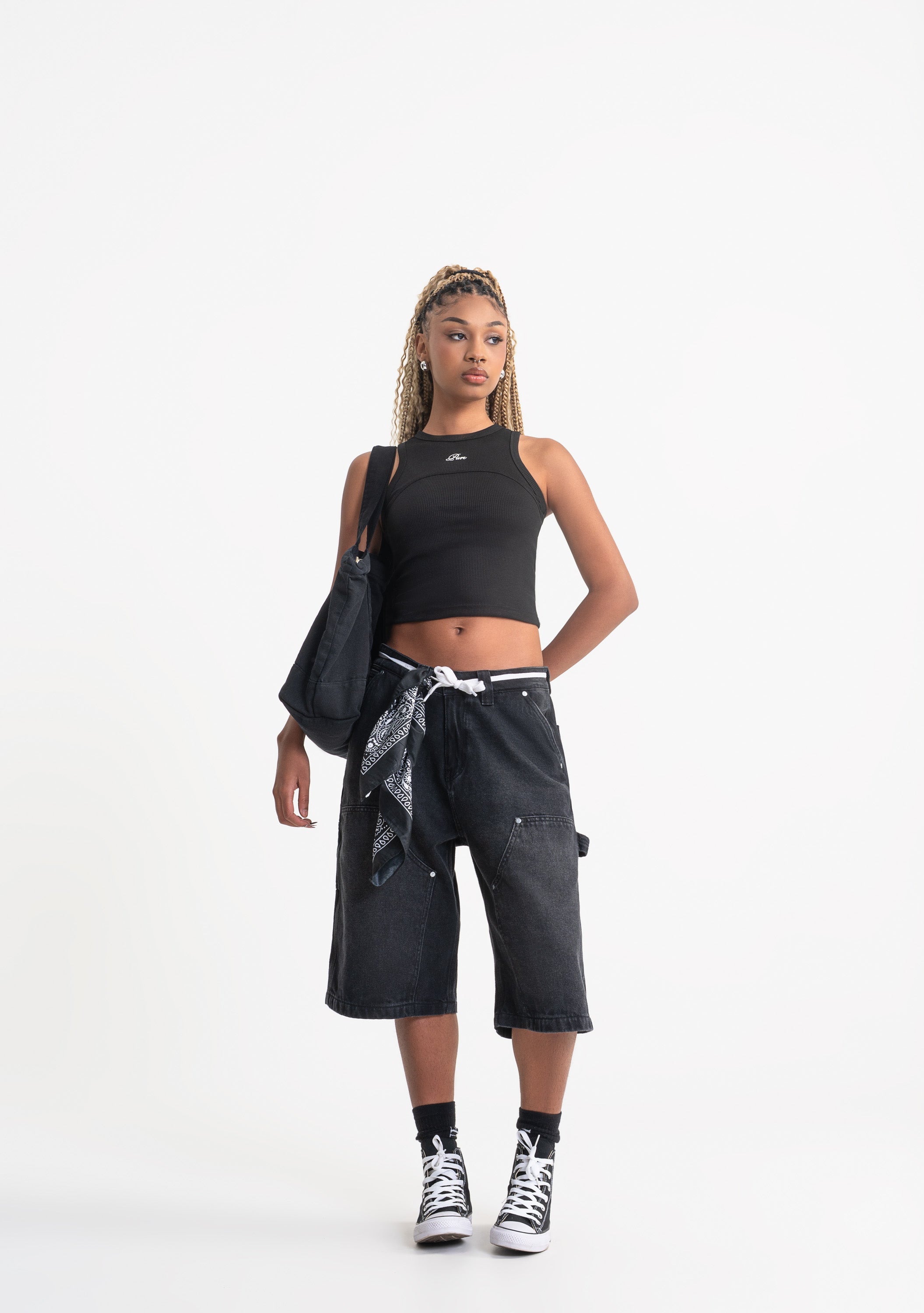 Rustic black tank top