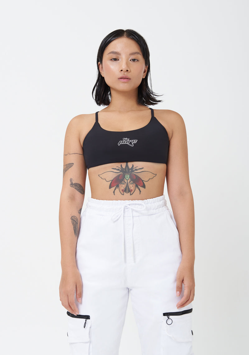 PURE2K Black Cross Crop Top