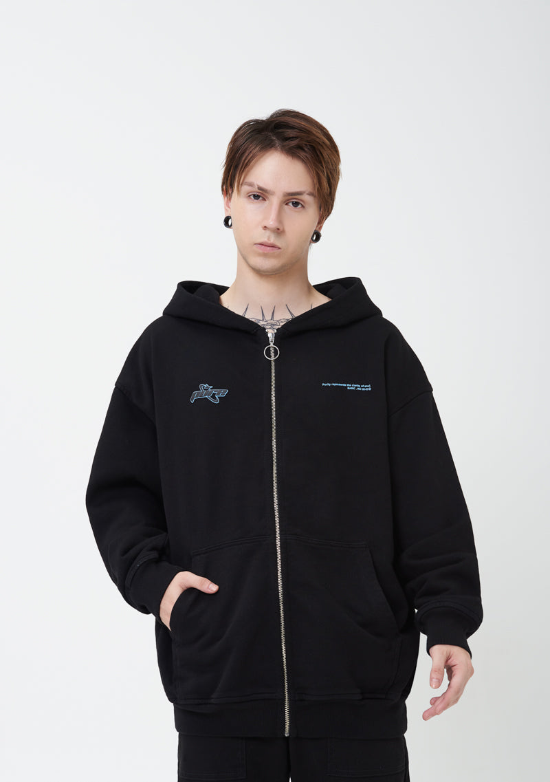 PURE2K Black Zip-Up Hoodie