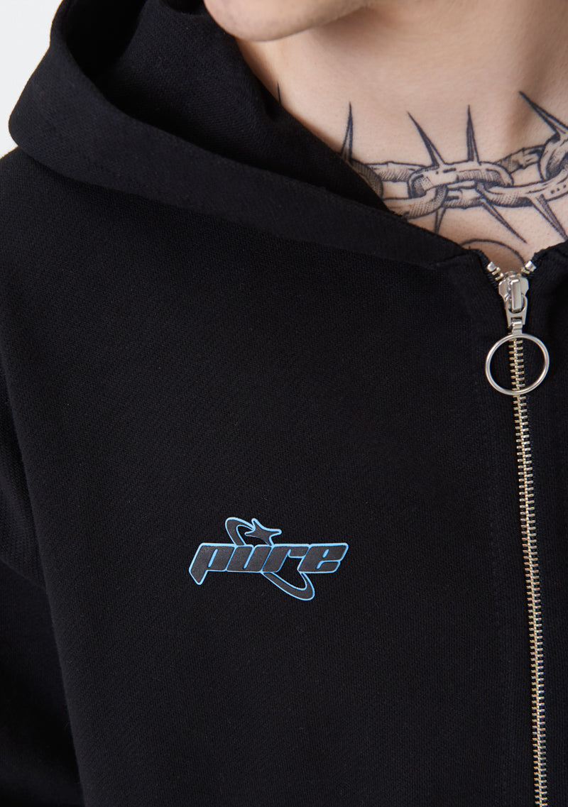 PURE2K Black Zip-Up Hoodie