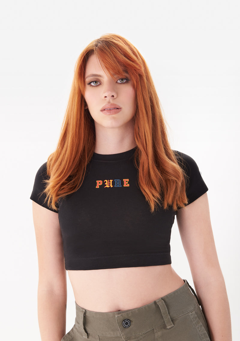 College Black Crop top